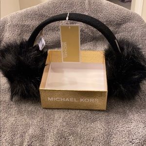 NWT Michael Kors Fuzzy Black Earmuffs